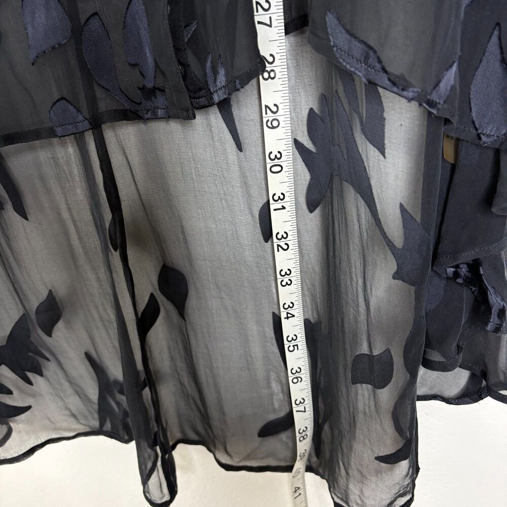 Soft Surroundings Silk Blend Floral Burnout Sheer Kimono Duster Black M - Picture 5 of 10